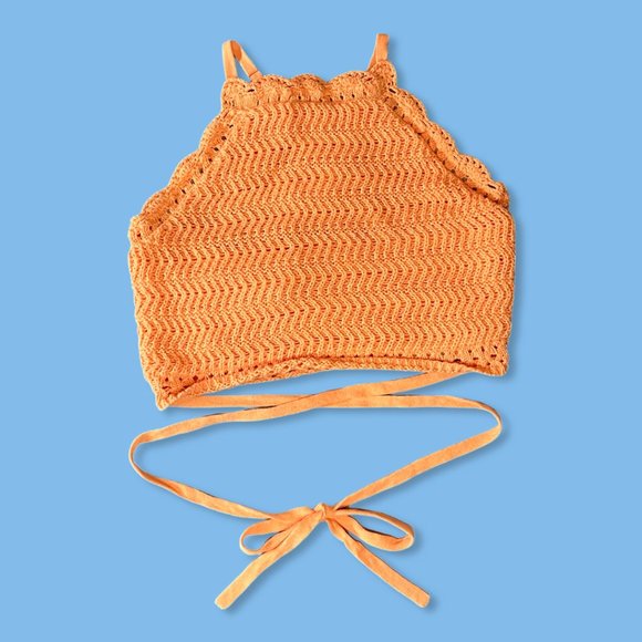 Hollister Tops - Hollister High-Neck Crochet Sweater Crop Tank